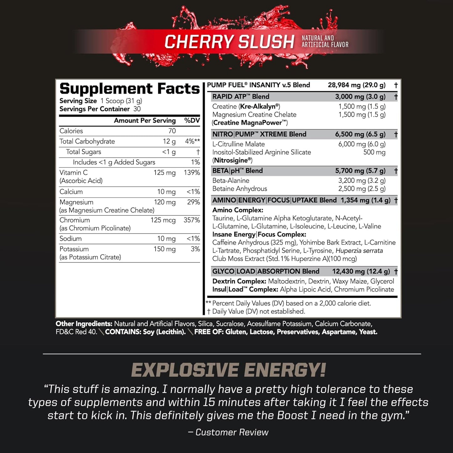 pmd-sports-ultra-pump-fuel-insanity-cherry-slush-pre-workout-drink-mix---boost-energy-strength-endurance-recovery---contains-complex-carbohydrates-and-amino-energy---30-servings-2