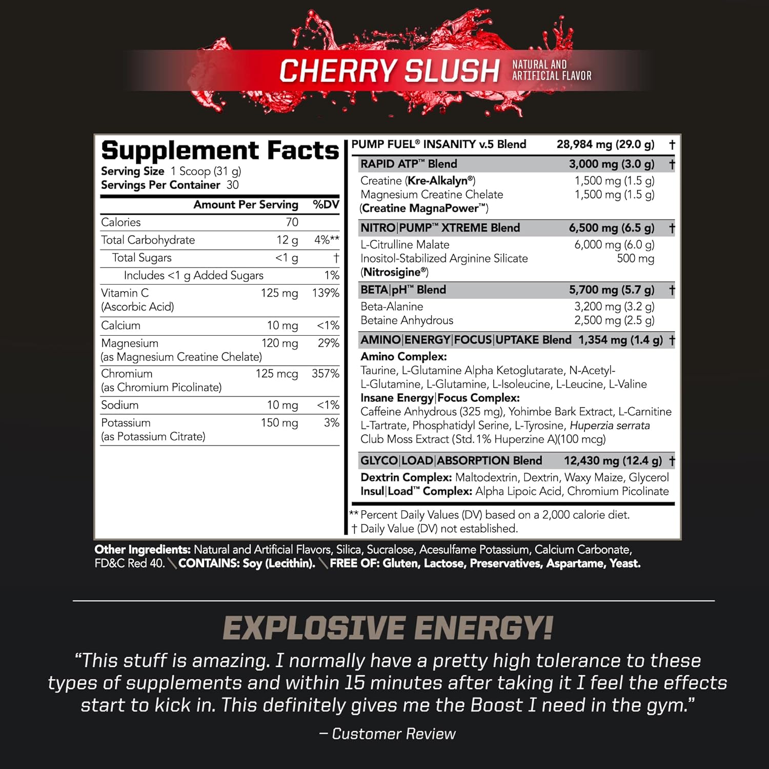 pmd-sports-ultra-pump-fuel-insanity-cherry-slush-pre-workout-drink-mix---boost-energy-strength-endurance-recovery---contains-complex-carbohydrates-and-amino-energy---30-servings-2