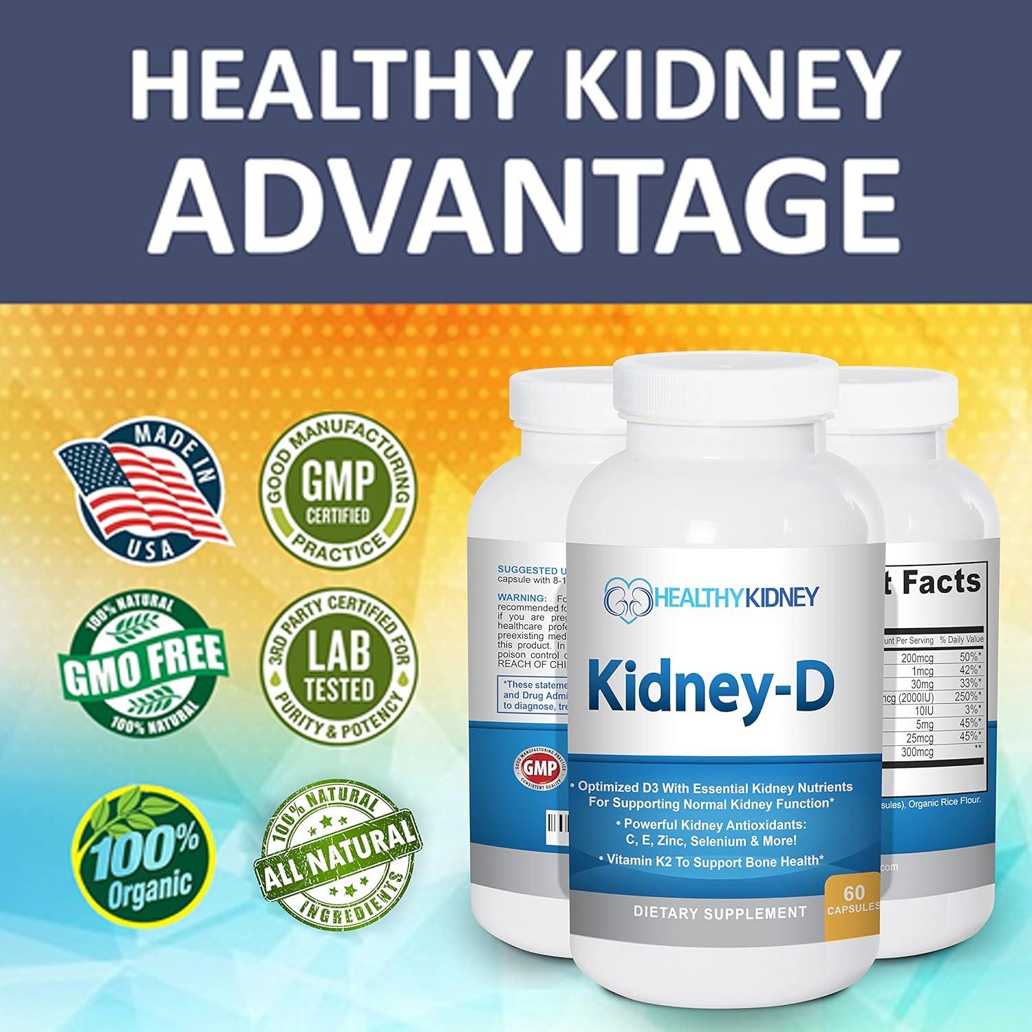 Kidney Restore Kidney-D Supplement with Vitamin D3 for Optimal Kidney Support and Health - Espot.com.au