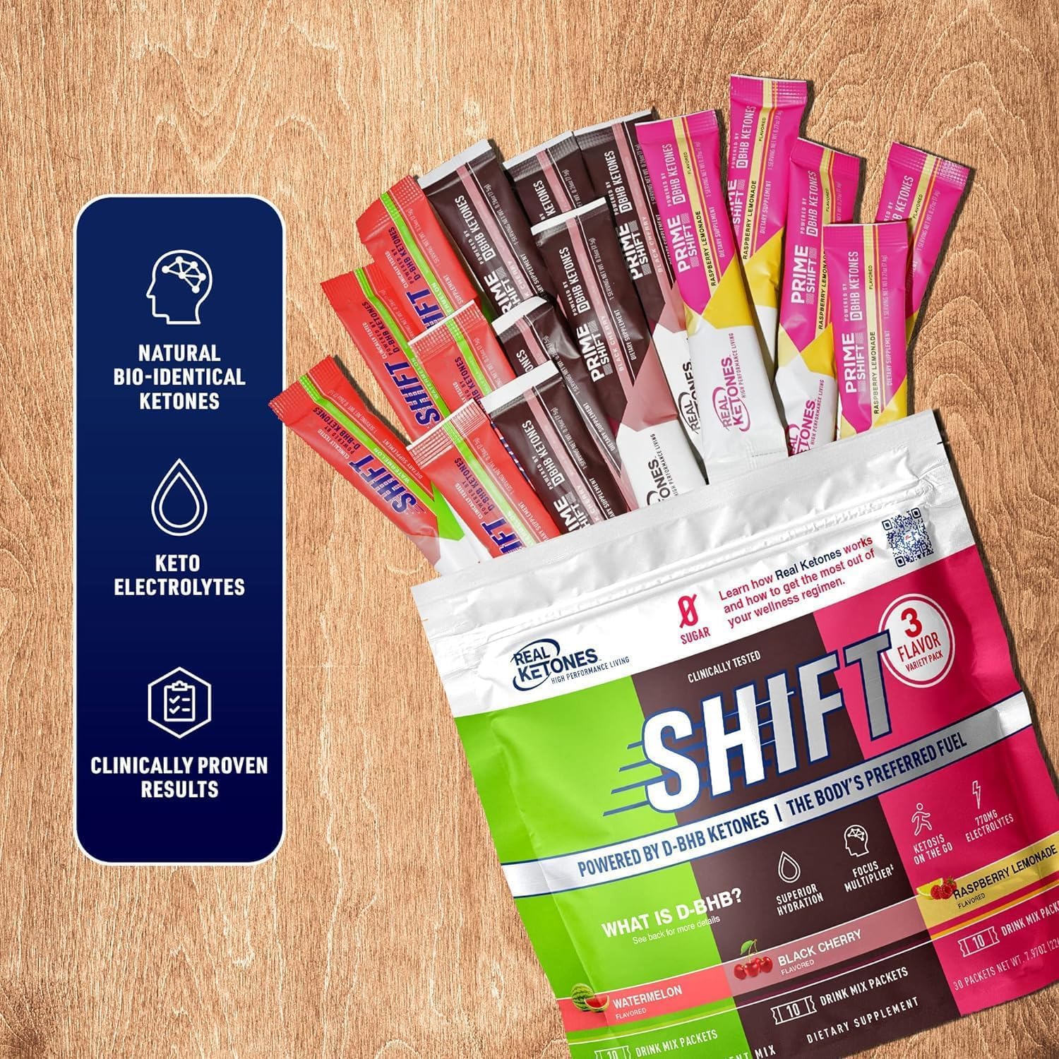 Bundle of Real Ketones Intermittent Fasting Drink Mixes for Weight Loss Support with Electrolytes Variety Pack & BHB Exogenous Ketones - 30 Count Each, Ideal for Men - Espot.com.au