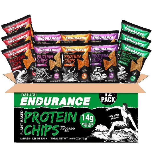 variety-pack-of-natural-endurance-protein-chips---low-carb-high-protein-vegan-snack-with-avocado-oil---nacho-bbq-chili-birthday-cake-original-flavors---gluten-free-14g-protein-per-bag---138-oz-bags-pack-of-12-1