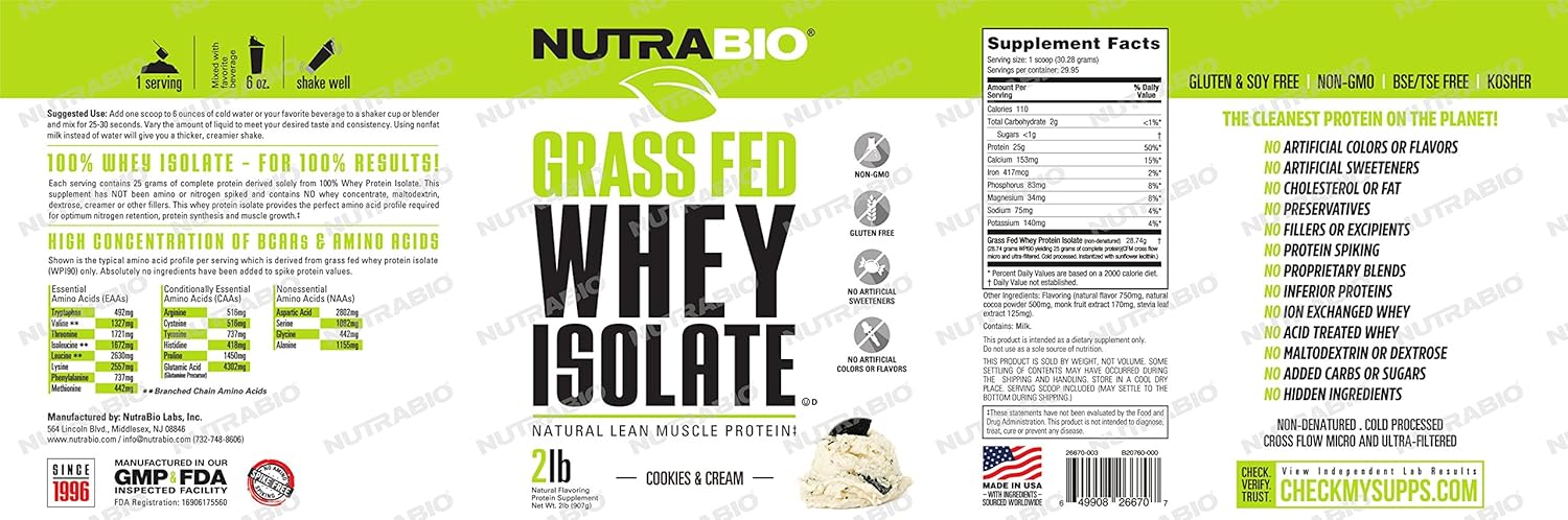 cookies-cream-grass-fed-whey-isolate-protein-powder---25g-protein-per-serving---sugar-free-lean-muscle-supplement---2lb-29-servings-2
