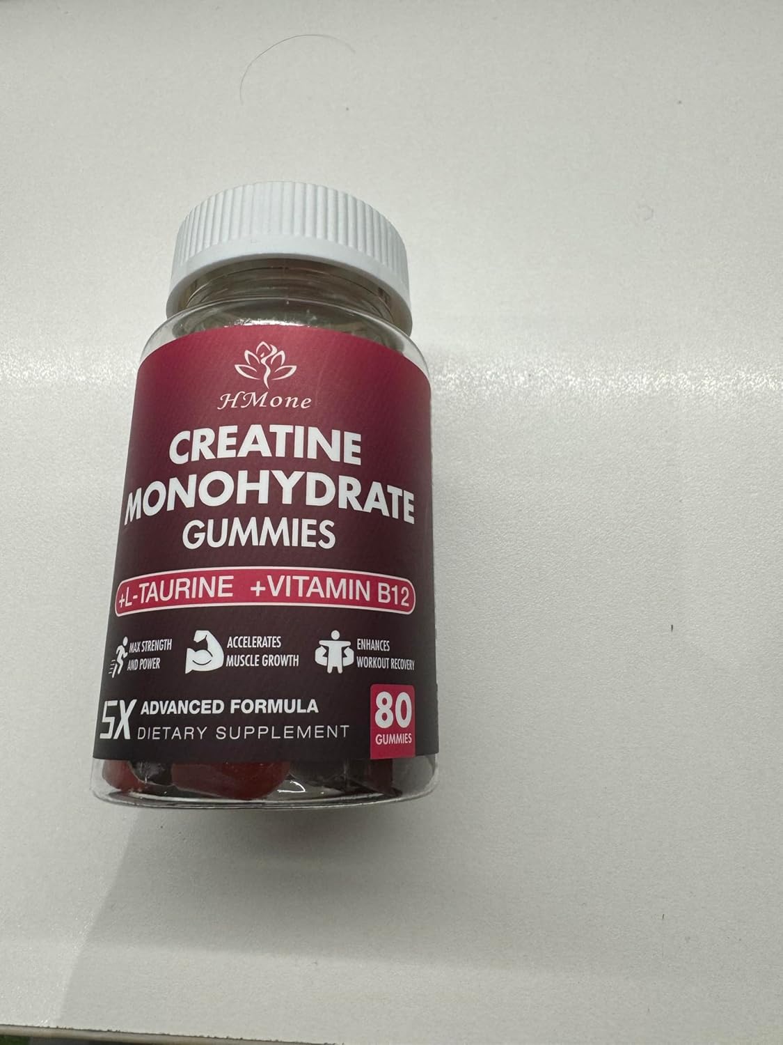 HMone Creatine Monohydrate Gummies - 5g, 160 Count - Chewable Supplements for Muscle Gain, Strength, Energy Boost - Sugar Free, Vegan - Men & Women - Espot.com.au