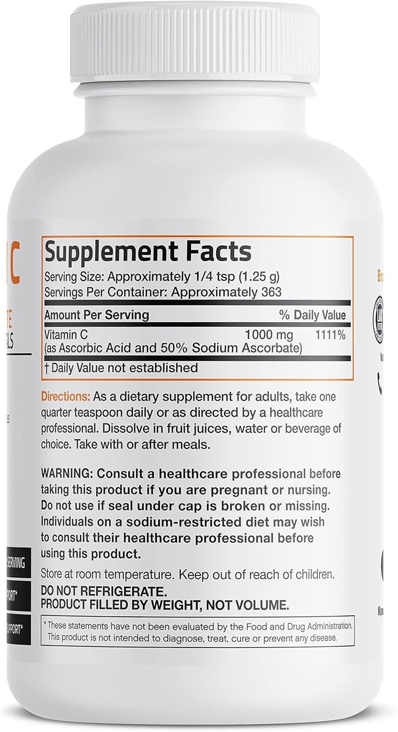 Buffered Vitamin C Powder - 1lb (16oz) - Promotes Immune System Health & Cell Protection - Antioxidant with Sodium Ascorbate - Espot.com.au