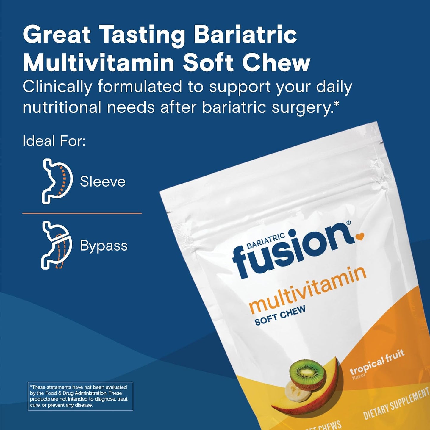 Bariatric Fusion Soft Chew Multivitamin - Tropical Fruit Flavor - 60 Count - Post Surgery Chewable for Gastric Bypass & Sleeve Gastrectomy - 1 Month Supply - Espot.com.au