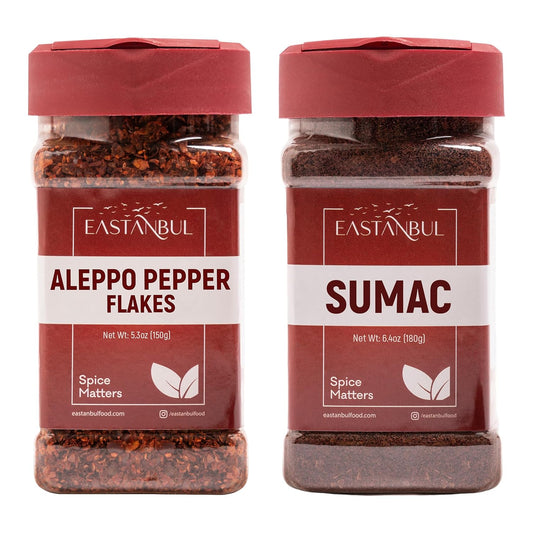 eastanbul-aleppo-pepper-and-sumac-spice-set---crushed-turkish-red-chili-flakes-and-sumac-seasoning---53oz-pepper-64oz-sumac---moderate-heat-blend-1