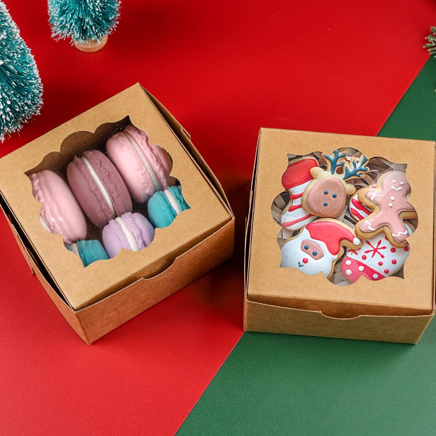 yunko-50-pack-4x4x25-inches-brown-bakery-boxes-with-window-for-cookies-chocolates-strawberries-muffins-donuts-small-cakes-2