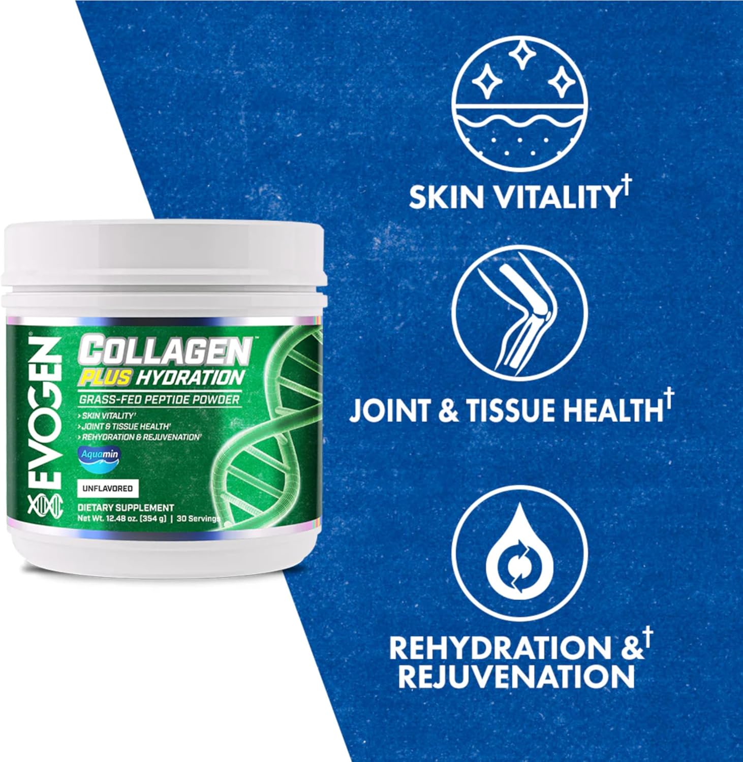 evogen-collagen-plus-hydration-powder---grass-fed-collagen-peptides-for-skin-joint-tissue-health---unflavored---30-servings-2