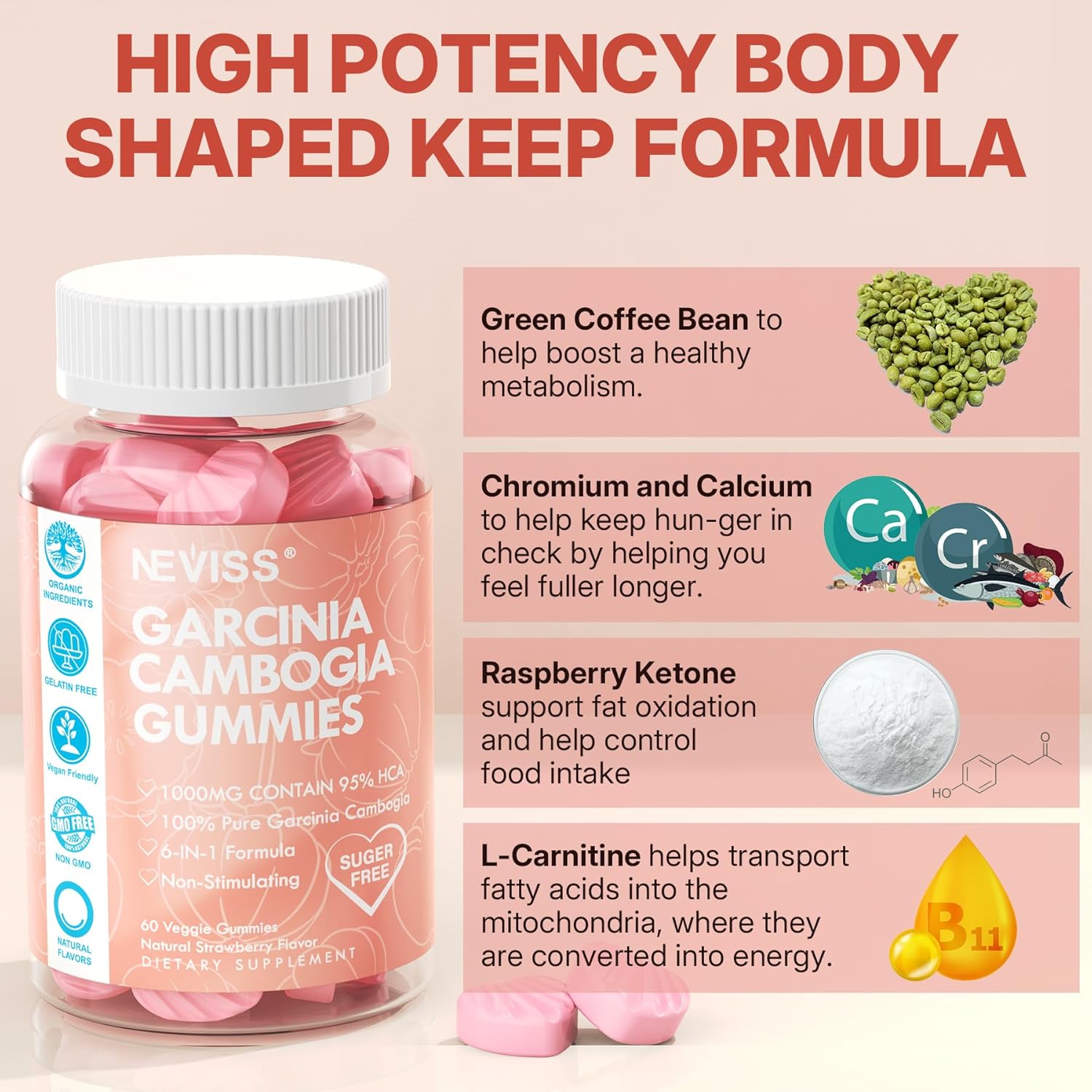 organic-sugar-free-garcinia-cambogia-gummies-1000mg-with-95-hca---metabolism-booster-with-l-carnitine-raspberry-ketone-green-coffee-bean---vegan-strawberry-flavor---60-count-5