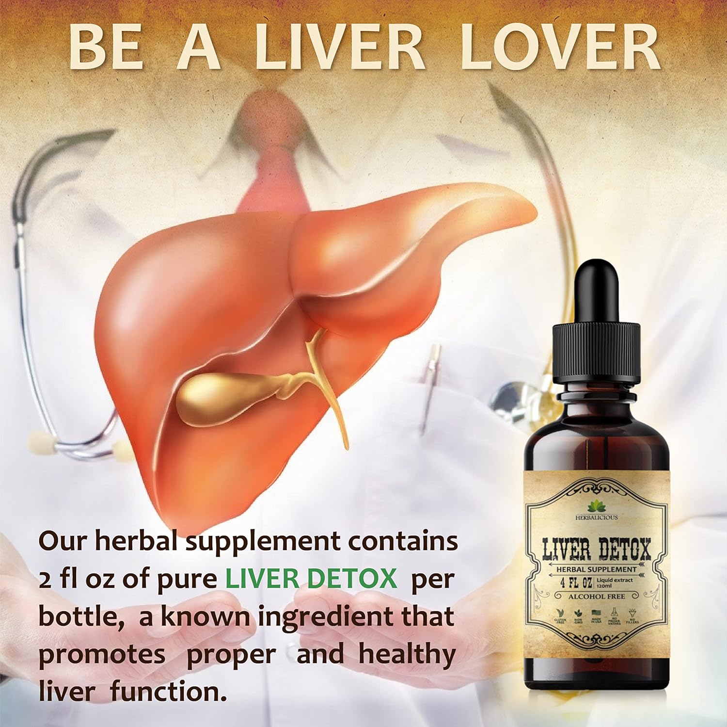 Natural Liver Support Drops with Milk Thistle, Angelica Root, Dandelion, Turmeric & Peppermint - Herbal Liver Cleanse Detox Drink - 4 fl oz - Espot.com.au