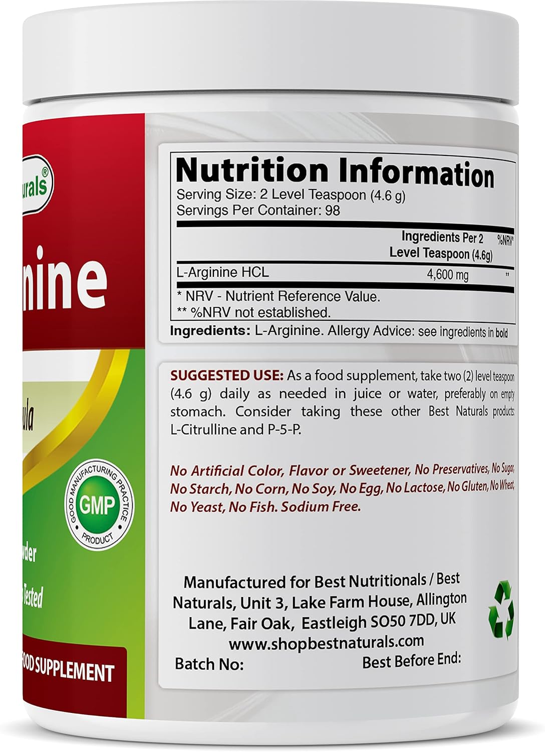 premium-1lb-l-arginine-powder---pharmaceutical-grade-free-form-amino-acid---supports-cardiovascular-health-circulation---ideal-for-men-women-2