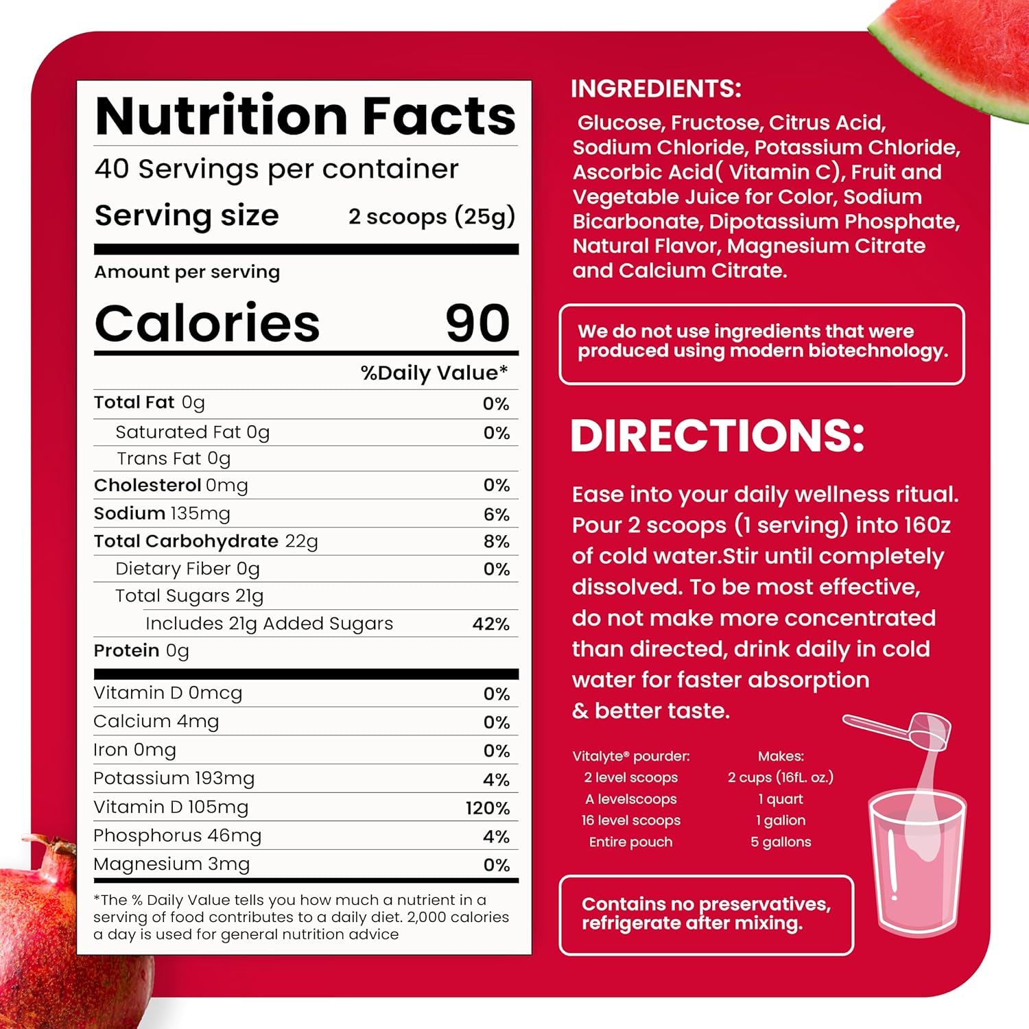 Isotonic Electrolyte Hydration Powder Mix, Gluten Free Fruit Punch Drink Mix - 35 oz. - Espot.com.au