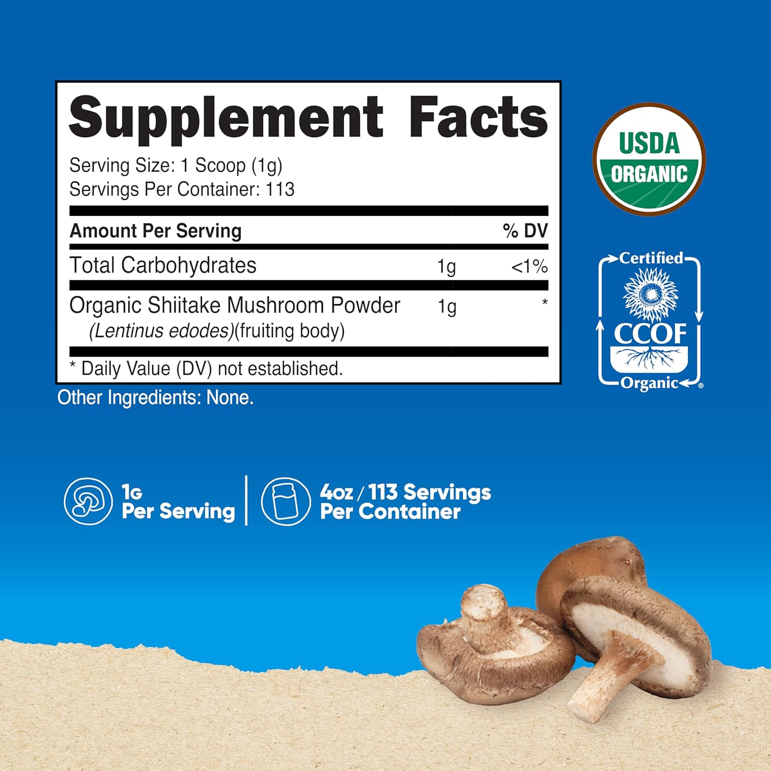 Organic Shiitake Mushroom Powder 4 oz - Gluten Free & Non-GMO by Nutricost - Espot.com.au