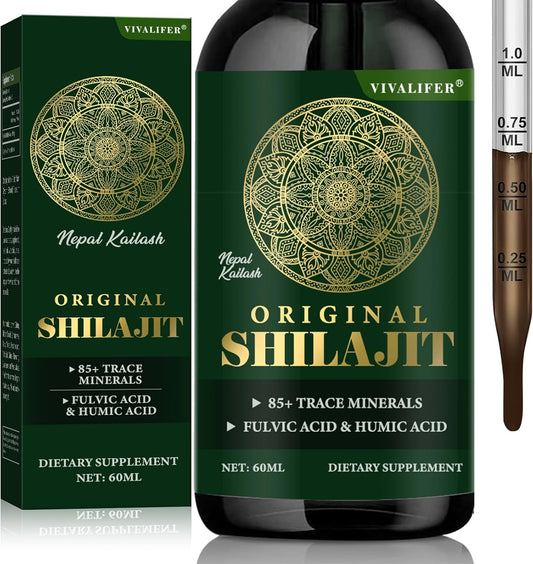 Pure Shilajit Resin Liquid Drops with 85+ Trace Minerals - Brain Booster, Energy & Immune Support - 2oz Bottle - 60 Day Supply - Espot.com.au