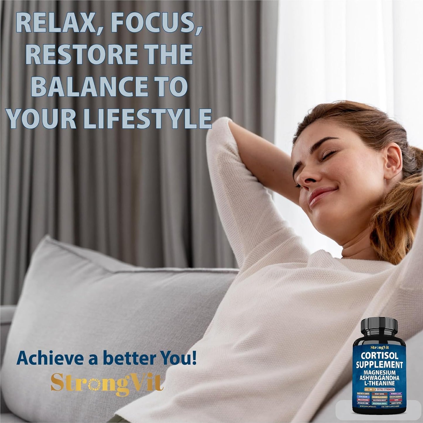 Women's Cortisol Support Supplement with Magnesium, Ashwagandha & L-Theanine - Reduce, Manage, Detox & Control Cortisol Levels for Calm, Clarity, Relaxation, and Focus - Espot.com.au