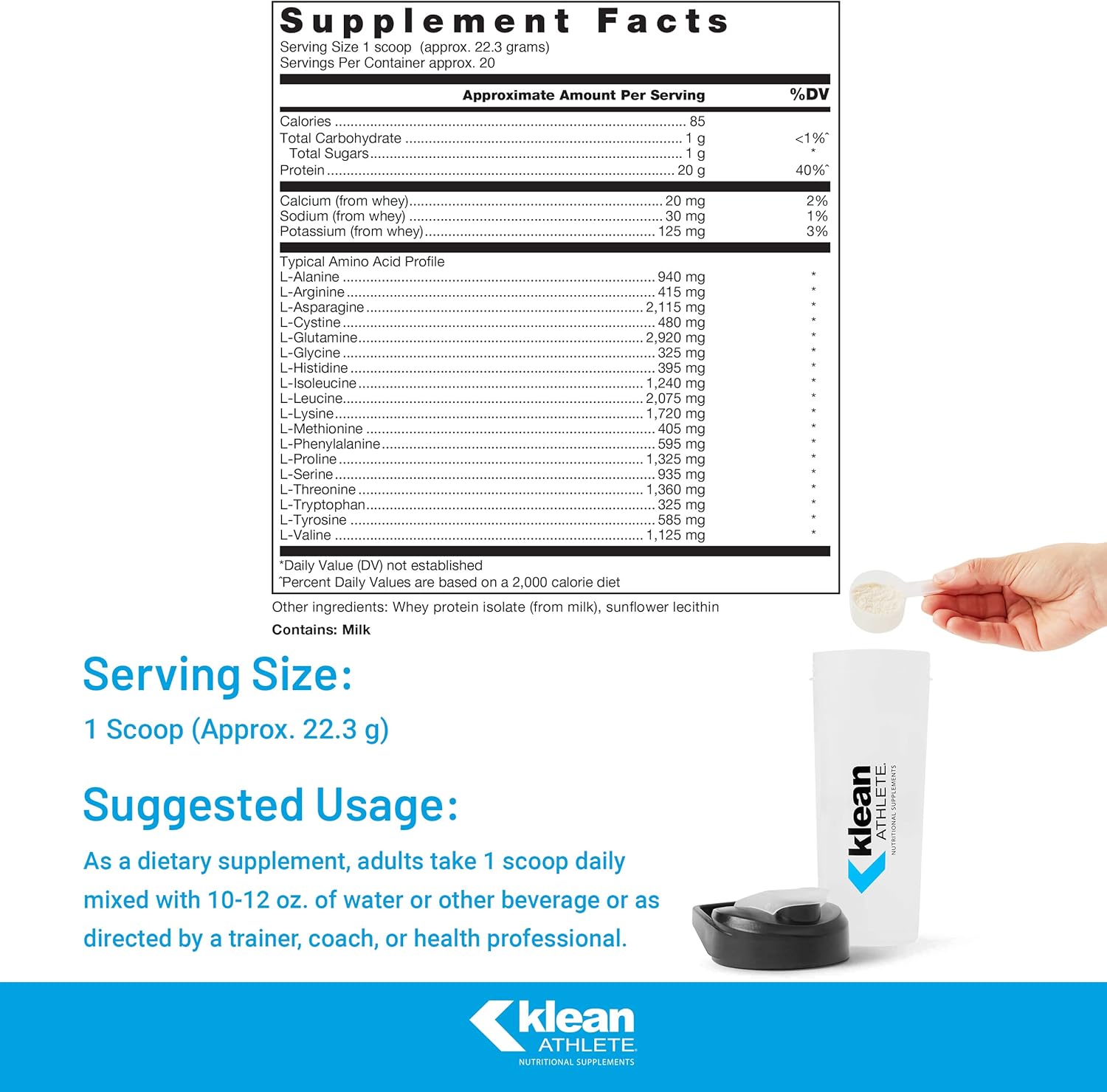 nsf-certified-klean-isolate-whey-protein---20-servings-unflavored---supports-muscle-integrity-amino-acids---daily-protein-intake-2