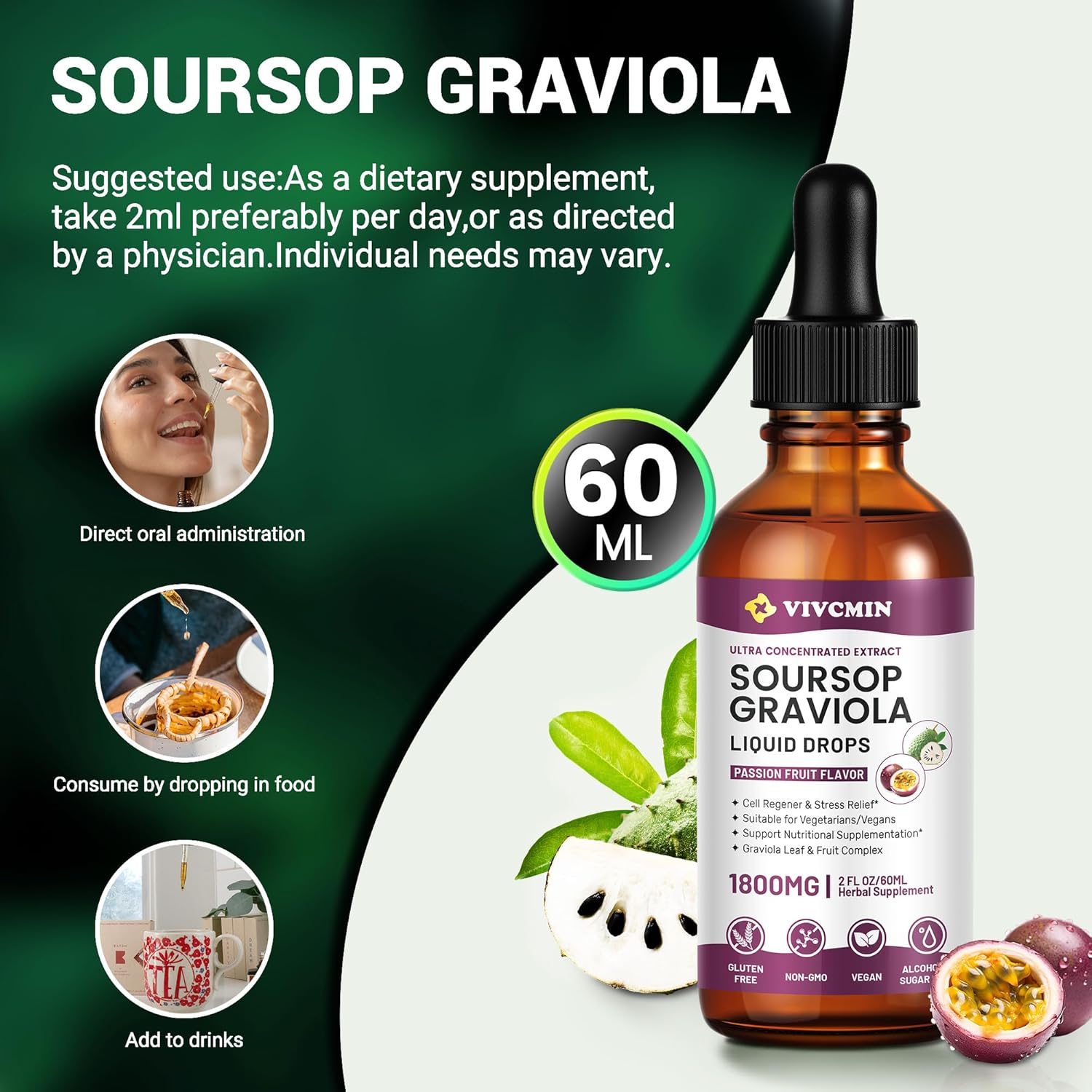 vivcmin-graviola-soursop-leaf-extract-liquid---immune-booster-relaxation-support---passion-fruit-flavor---2-fl-oz-bottle---vegan-sugar-gluten-free-3
