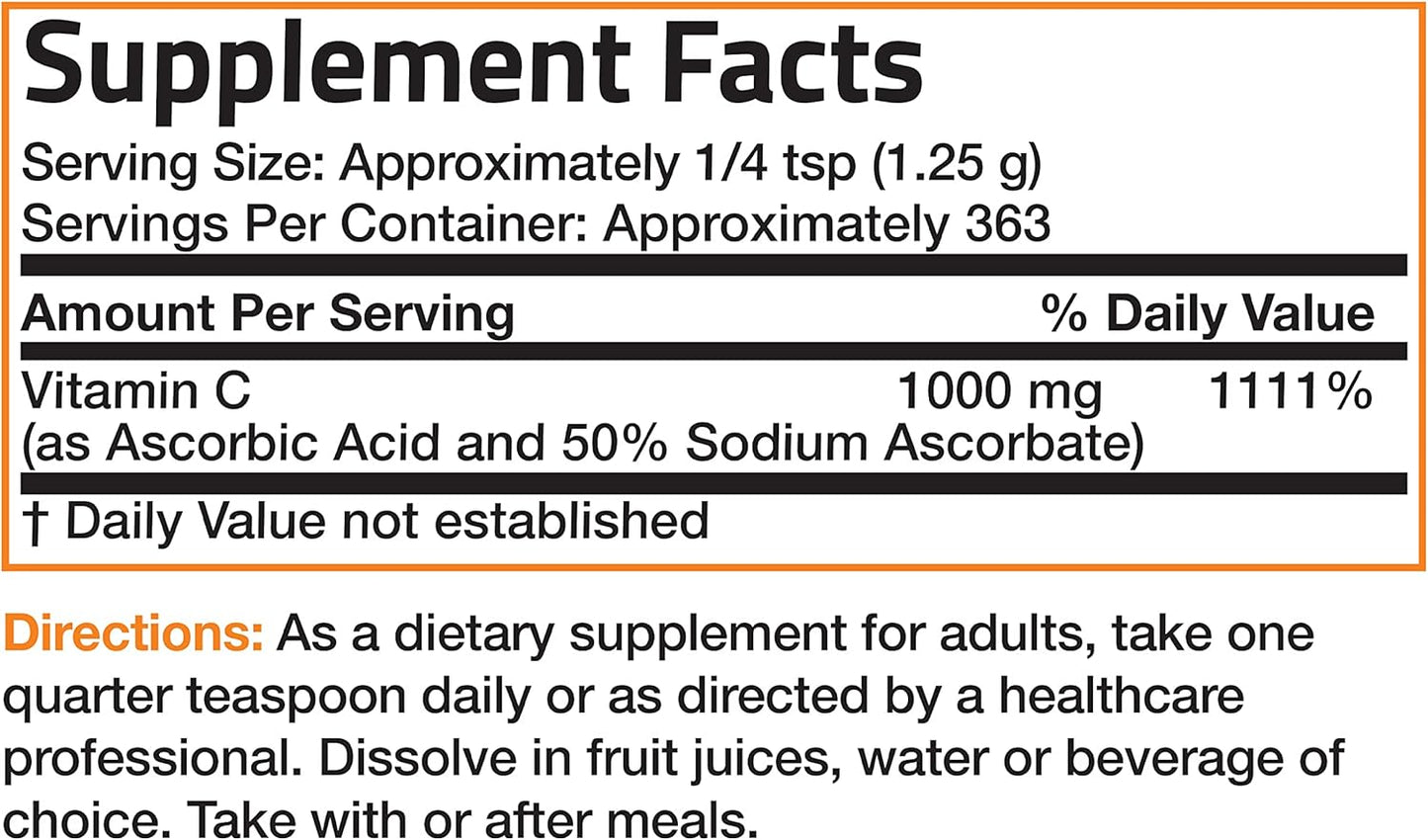 Buffered Vitamin C Powder - 1lb (16oz) - Promotes Immune System Health & Cell Protection - Antioxidant with Sodium Ascorbate - Espot.com.au