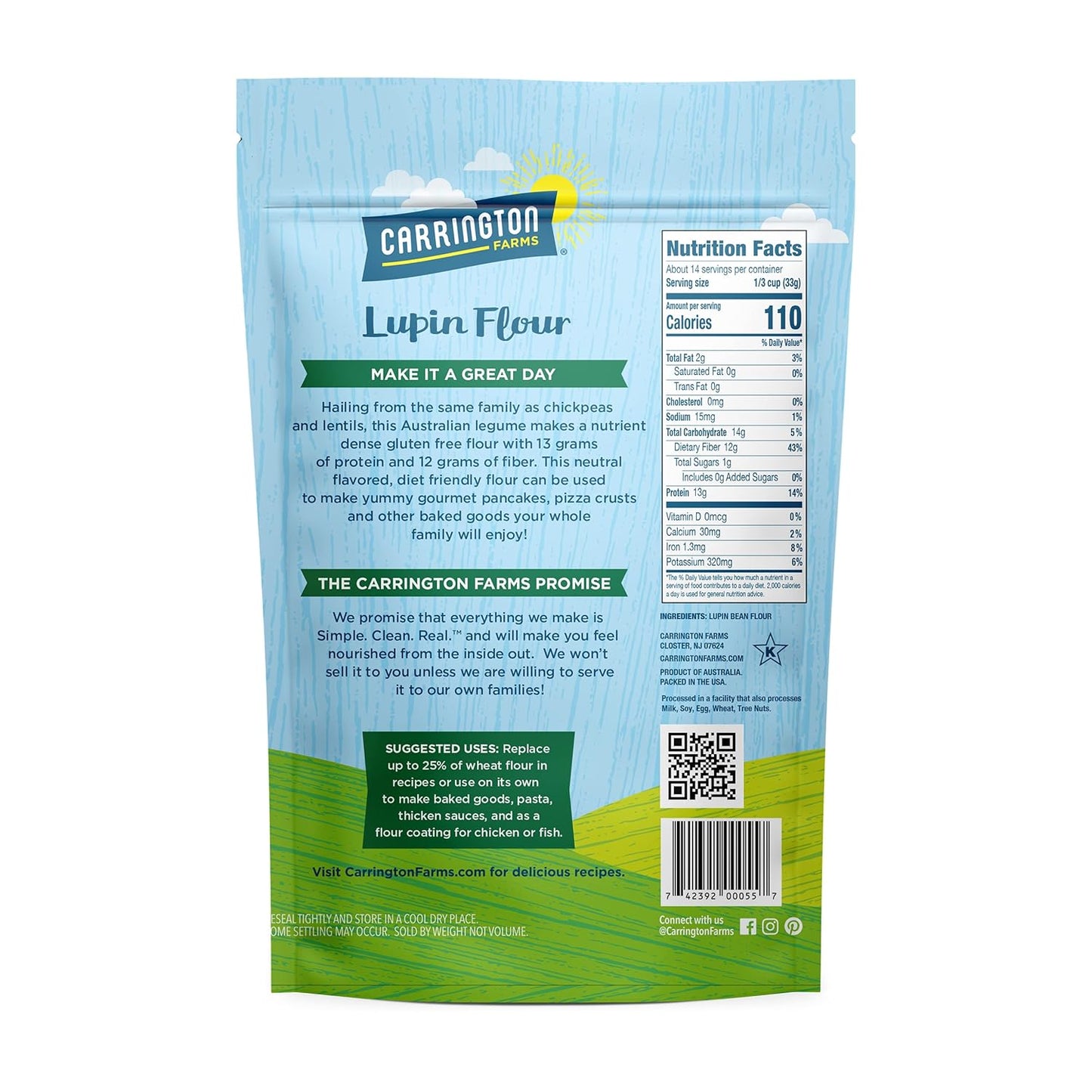 carrington-farms-lupin-flour-keto-vegan-ground-flour-non-gmo-gluten-free---high-protein-low-carb-low-calorie---fiber-mineral-rich-2