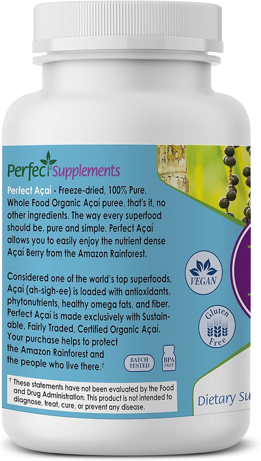 Organic Freeze-Dried Acai Supplement - 120 Vegetable Capsules by Perfect Supplements - Espot.com.au