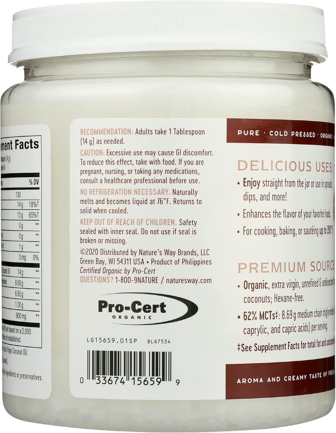 organic-extra-virgin-coconut-oil-cold-pressed-32-oz---pure-source-of-mcts-from-natures-way-2