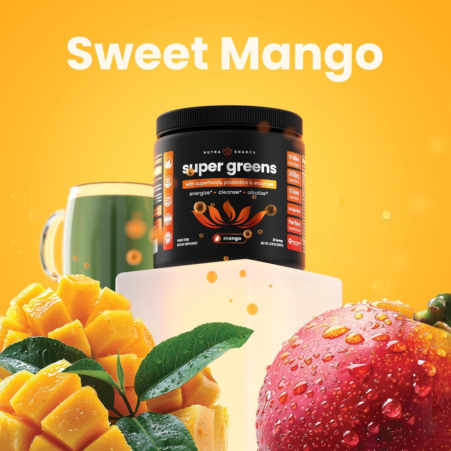 organic-super-greens-powder-with-wheat-grass-spirulina-chlorella---antioxidant-probiotic-digestive-enzyme-blend---mango-flavor---20-whole-foods---90-oz-2