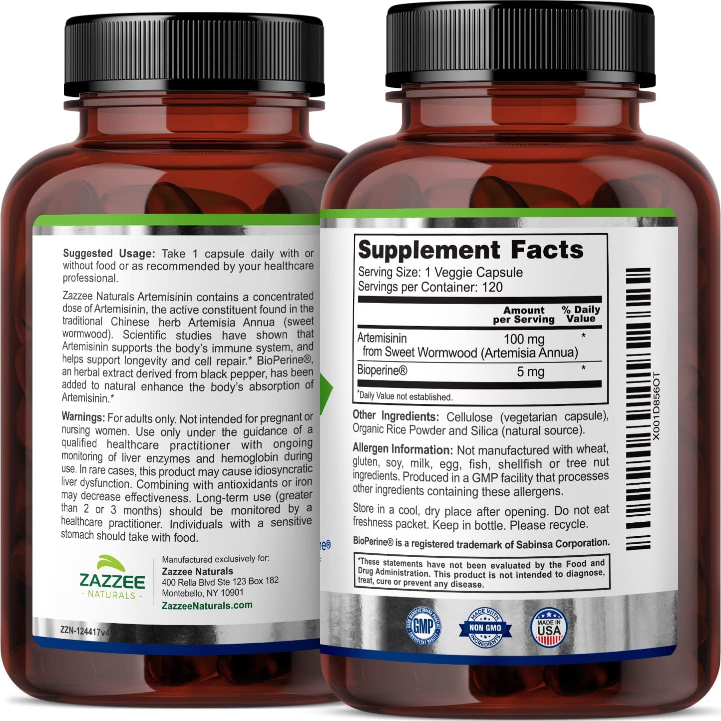 Zazzee Artemisinin Capsules with Extra Strength 8-in-1 Immune Support Formula - Espot.com.au