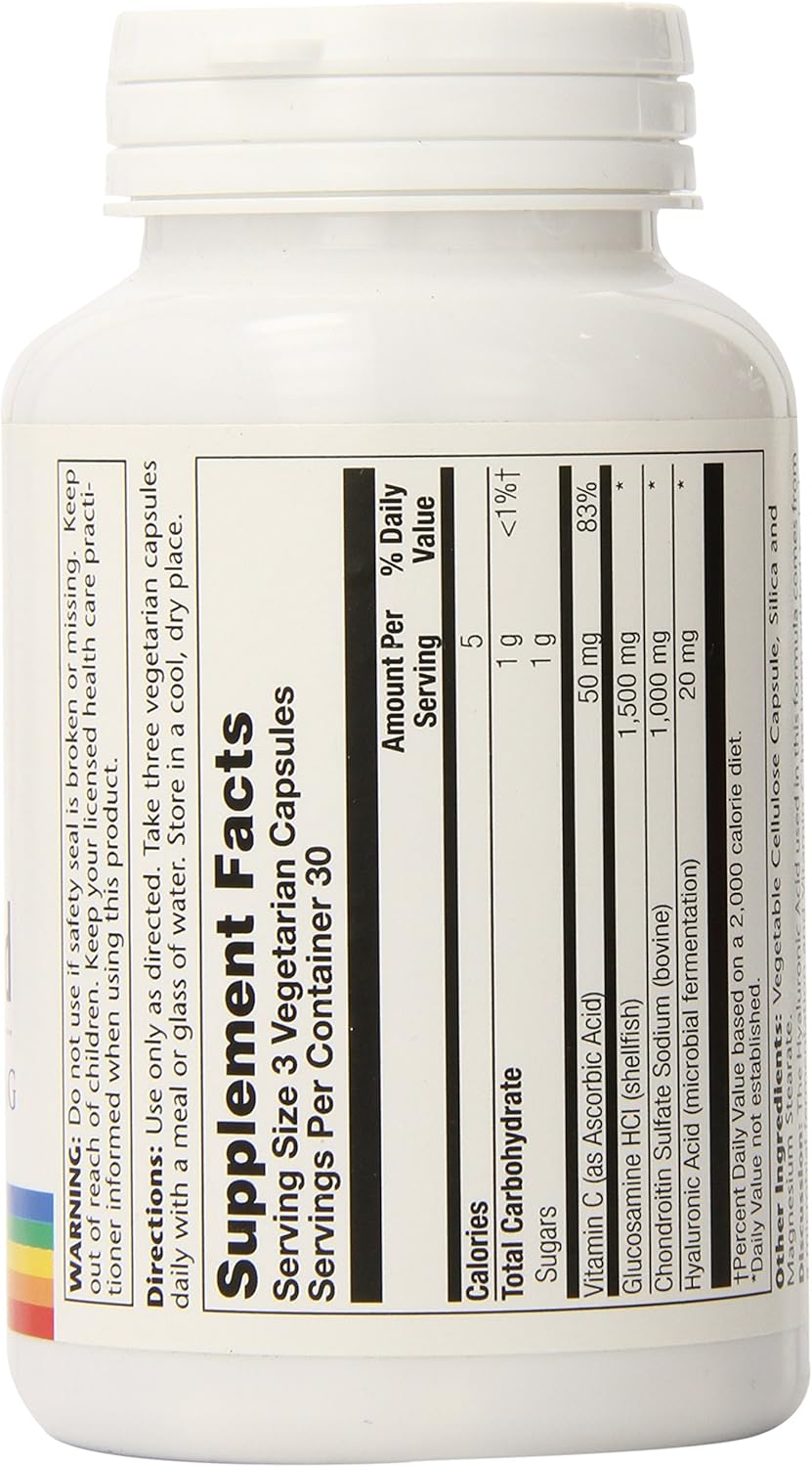 High Strength Glucosamine Chondroitin Hyaluronic Acid Supplement 90 Capsules by SOLARAY - 1500mg/1000mg/20mg Formula for Joint Health - Espot.com.au