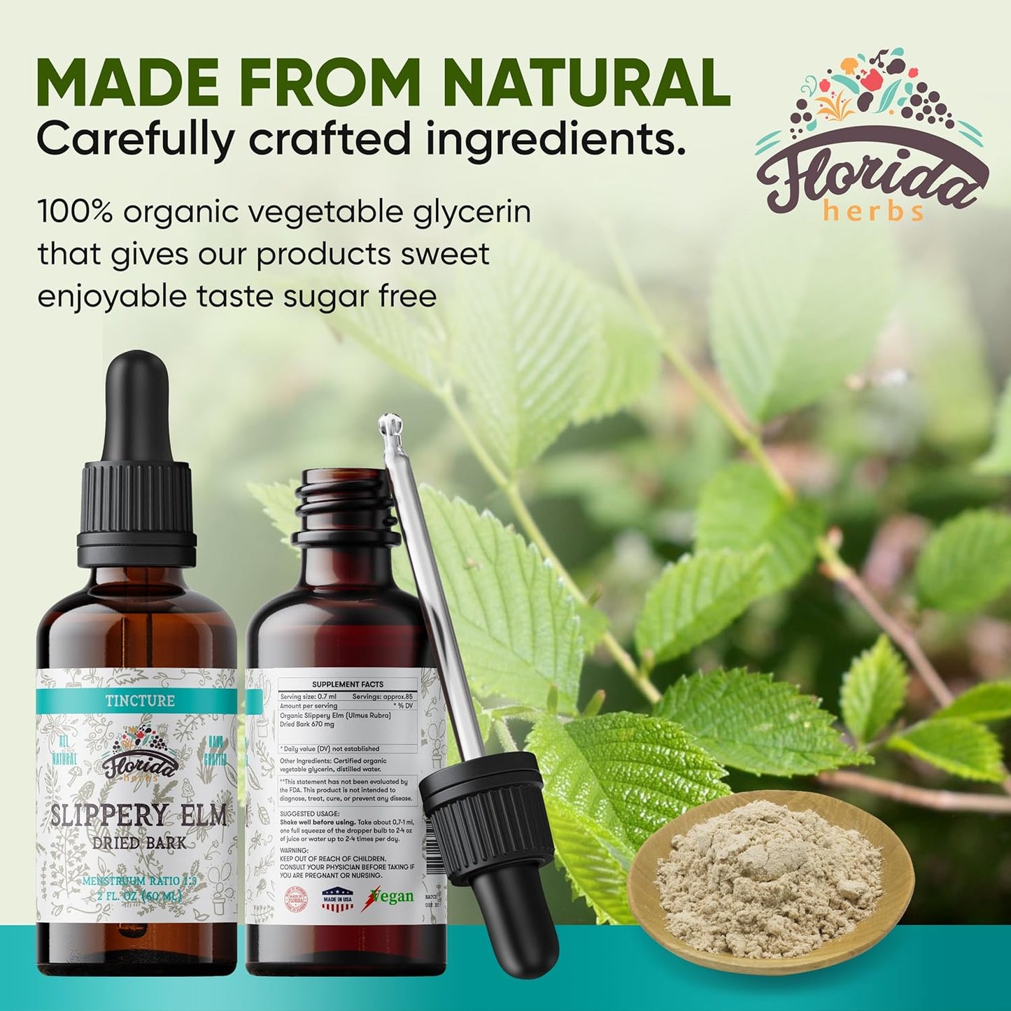 organic-slippery-elm-liquid-tincture---700mg-herbal-supplement-in-organic-glycerin---non-gmo-ulmus-rubra-extract---2oz-bottle---florida-herbs-3