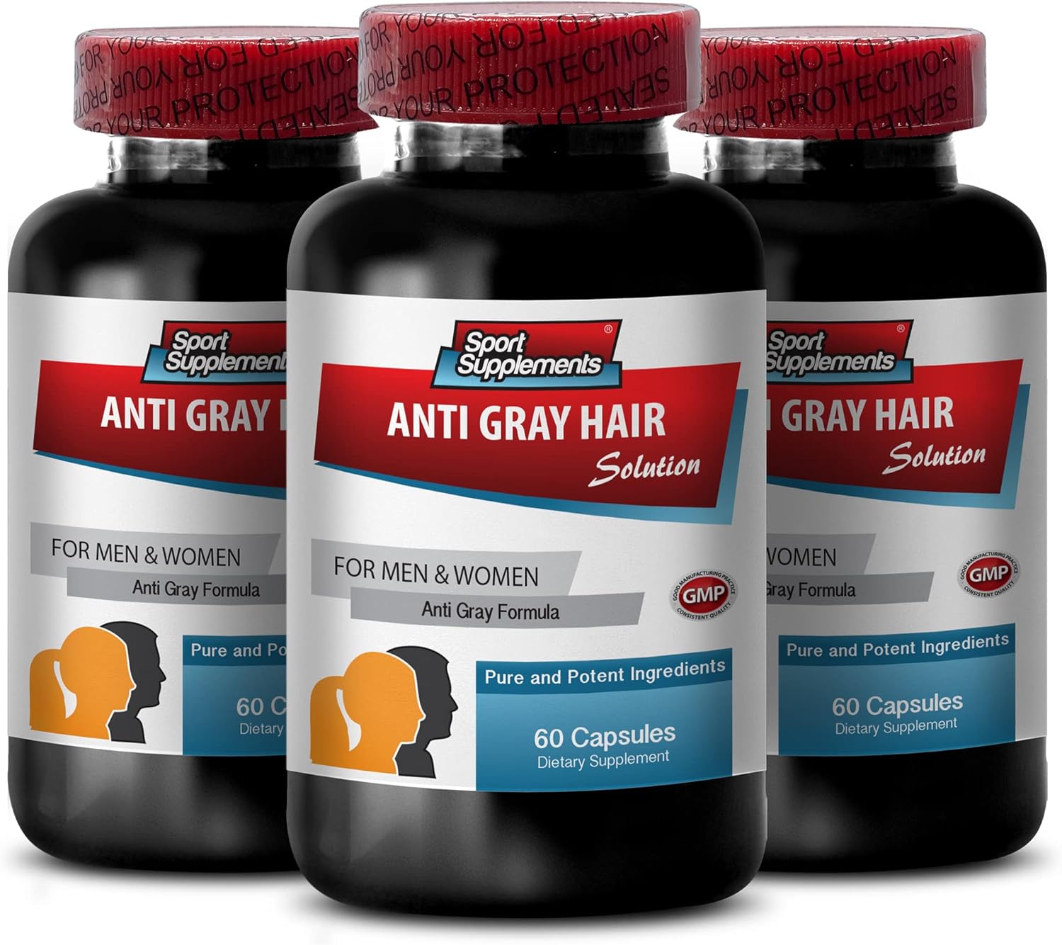 Biotin Zinc Hair Supplement for Men - Gray Hair Prevention - 180 Capsules (3 Bottles) - Espot.com.au