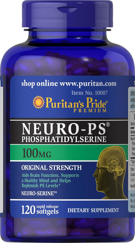 Neuro-PS Softgels 100mg - Brain Function Support, Nootropic Supplement - 120 Count - Espot.com.au