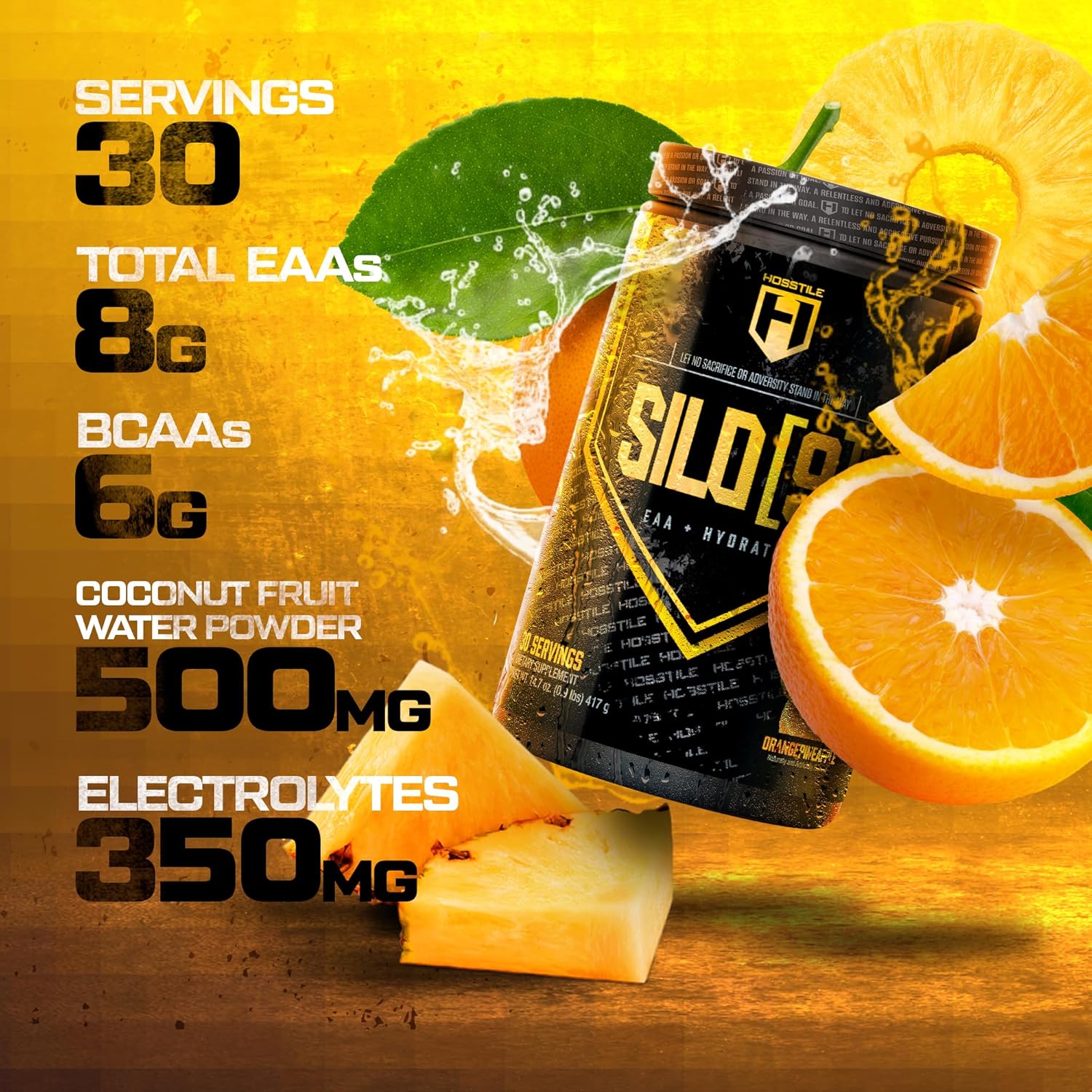 Orange Pineapple Electrolyte Hydration Drink with Essential Amino Acids and BCAAs for Muscle Recovery and Lean Muscle Growth - 30 Servings - Espot.com.au