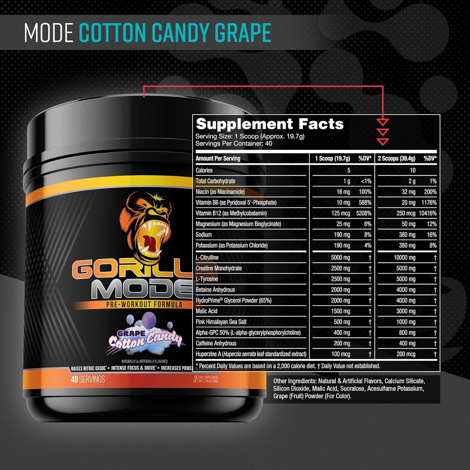 gorilla-mind-gorilla-mode-pre-workout-supplement---boost-energy-power-and-focus---contains-l-citrulline-creatine-l-tyrosine-betaine---400mg-caffeine---cotton-candy-grape-flavor---786g-2