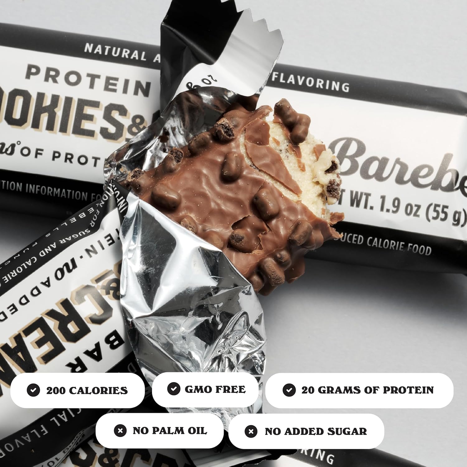 Barebells Cookies & Cream Protein Bars - 12 Count, 20g High Protein Treats - Chocolate Nutrition Bar with 1g Sugars - On-The-Go Breakfast or Post-Workout Snack - Espot.com.au