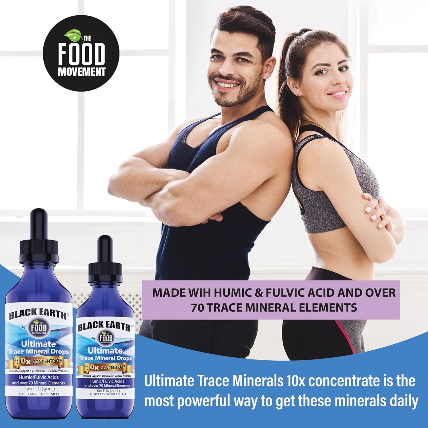 Black Earth Ultimate Trace Minerals 10x Strength - Fulvic & Humic Acid Supplement for Athletes - Non GMO Vegan - 2oz Dropper - Espot.com.au