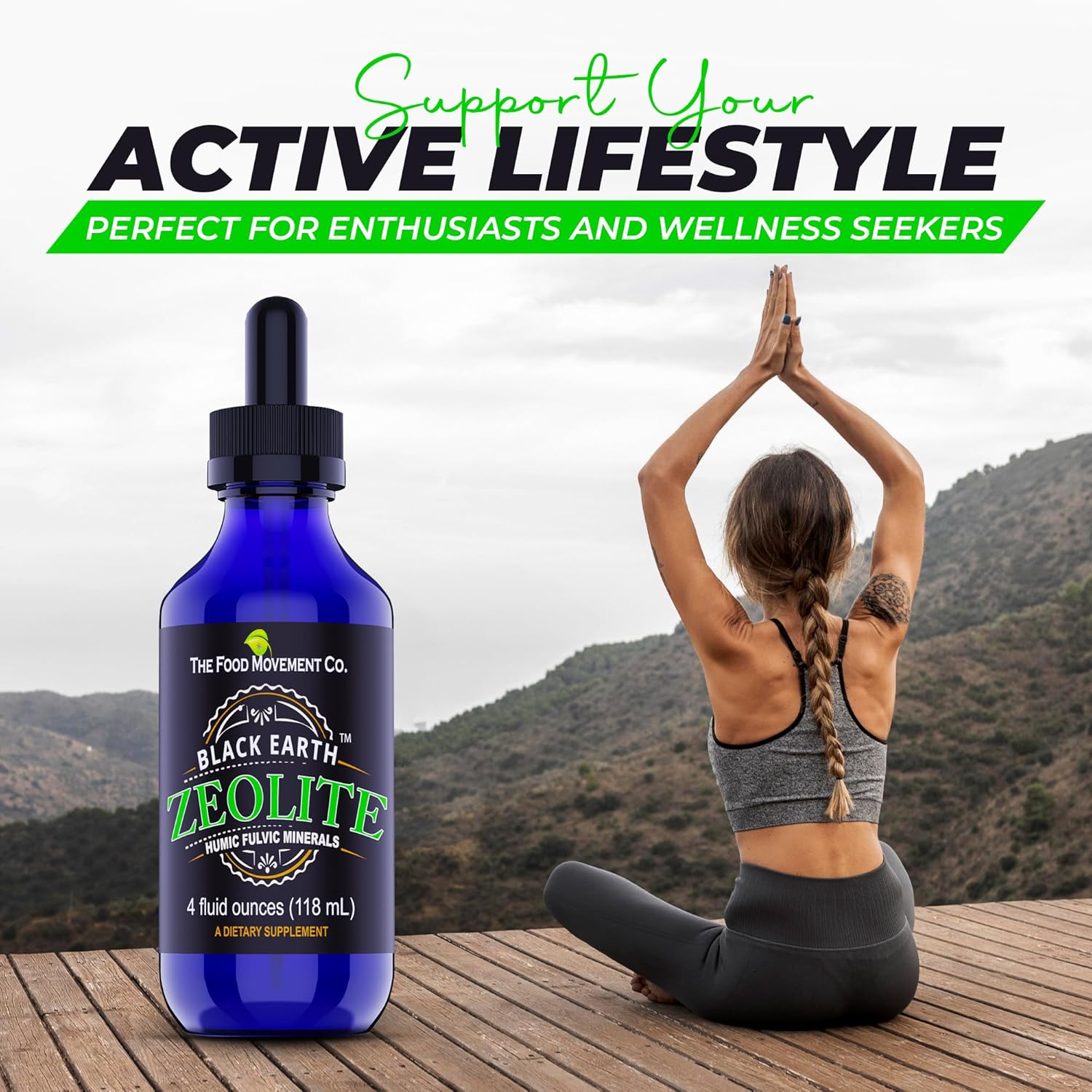 Black Earth Zeolite with Humic Fulvic Acids Trace Minerals Liquid Drops - Detox & Gut Health Support for Adults & Kids - 4 Fl Oz - Espot.com.au
