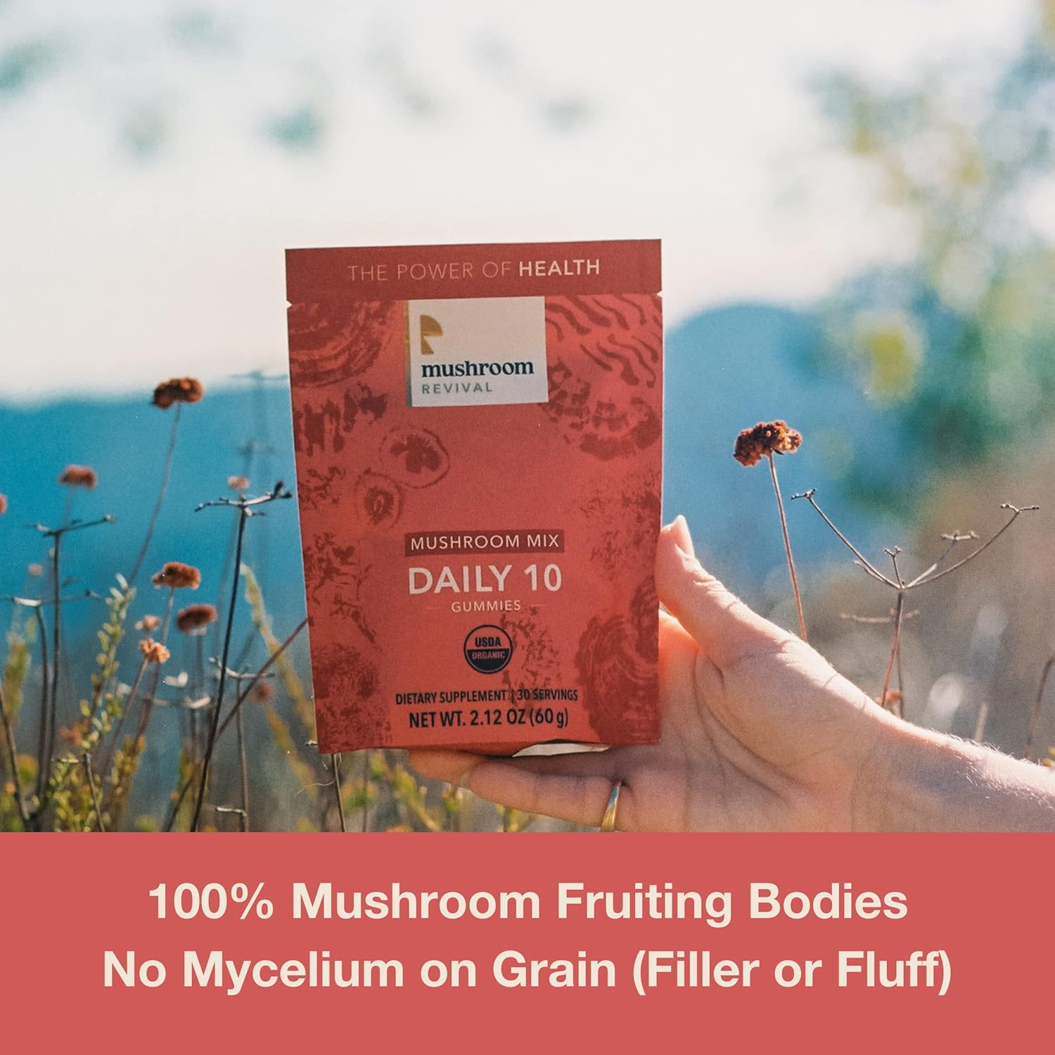 Organic Mushroom Revival Daily Gummies - 10 Mushroom Mix, 2.12oz, Non-GMO, Vegan, Gluten-Free, Keto, Dairy-Free - Espot.com.au