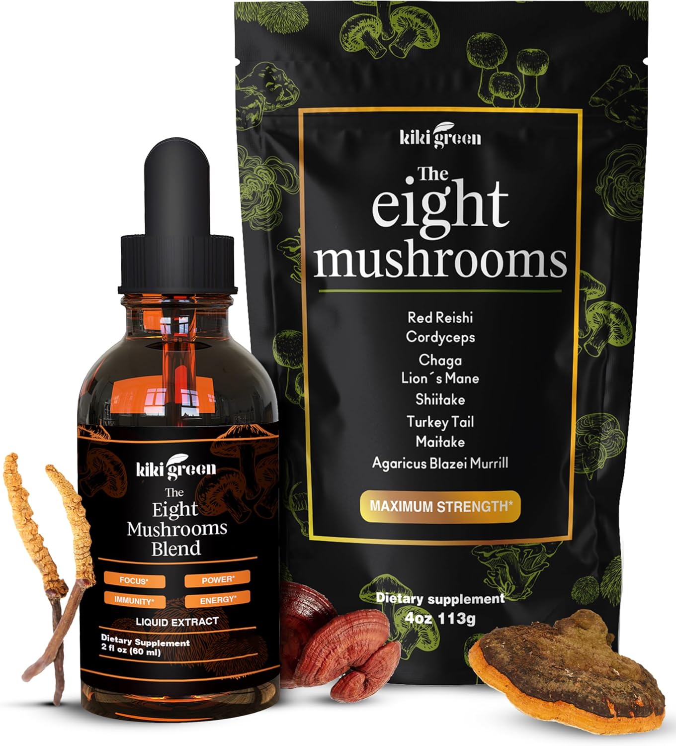 organic-8-mushroom-supplement-bundle-for-focus-energy---lions-mane-chaga-cordyceps-turkey-tail-reishi-shiitake-maitake---powder-liquid-extract---4-oz-2-fl-oz-1