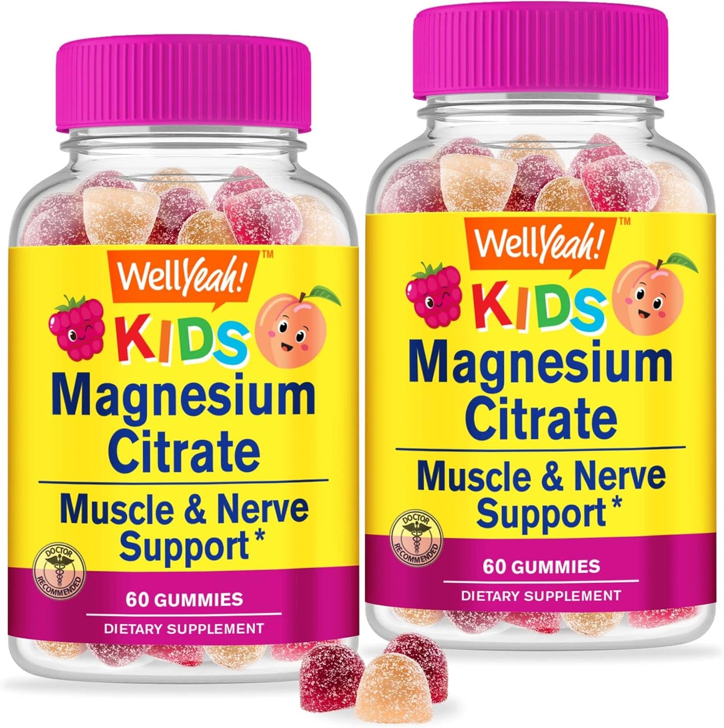Natural Stress Relief Magnesium Citrate Gummies for Kids - 2 Pack (60 Gummies) - Chewable Mood Support Supplement - Non-GMO, Gluten Free, Natural Flavors - Espot.com.au
