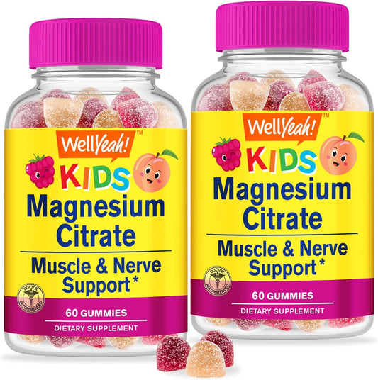Natural Stress Relief Magnesium Citrate Gummies for Kids - 2 Pack (60 Gummies) - Chewable Mood Support Supplement - Non-GMO, Gluten Free, Natural Flavors - Espot.com.au