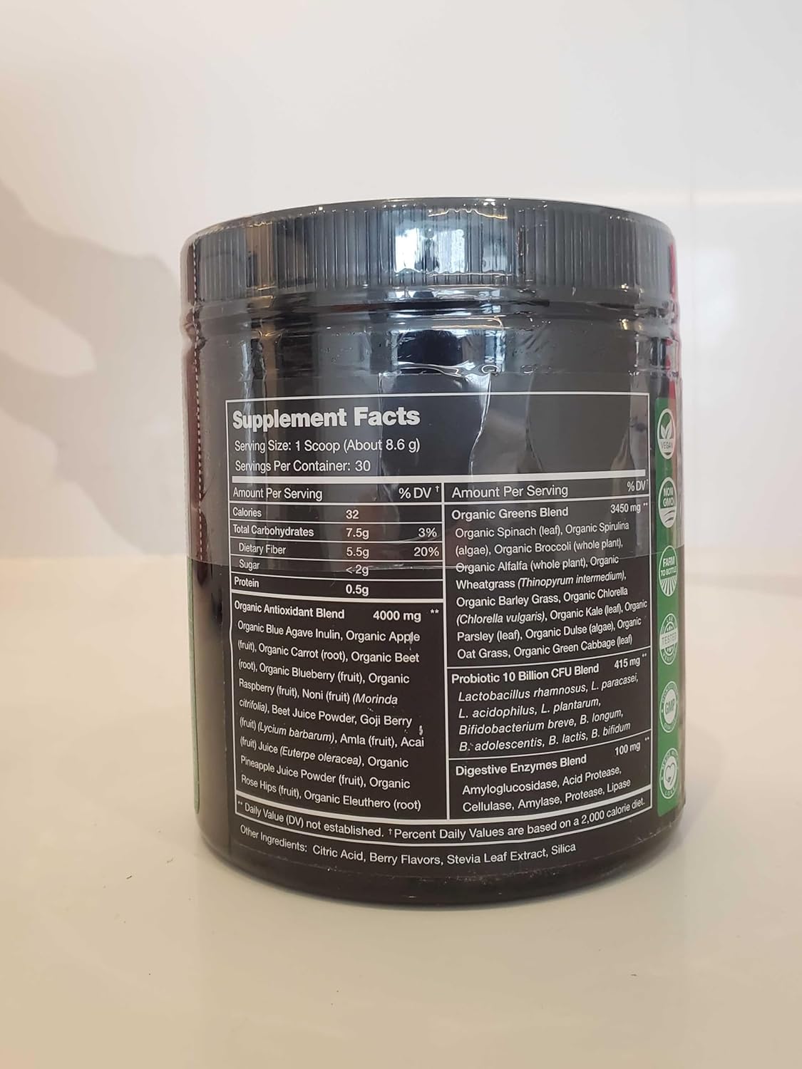 organic-super-greens-powder-with-20-green-veggie-foods---wheat-grass-spirulina-chlorella---antioxidant-digestive-enzyme-probiotic-blends---90-oz-berry-flavor-7