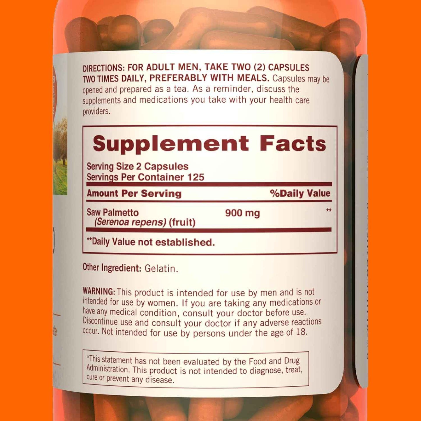 Men's Health Support: Sundown Saw Palmetto Supplement - 250 Capsules