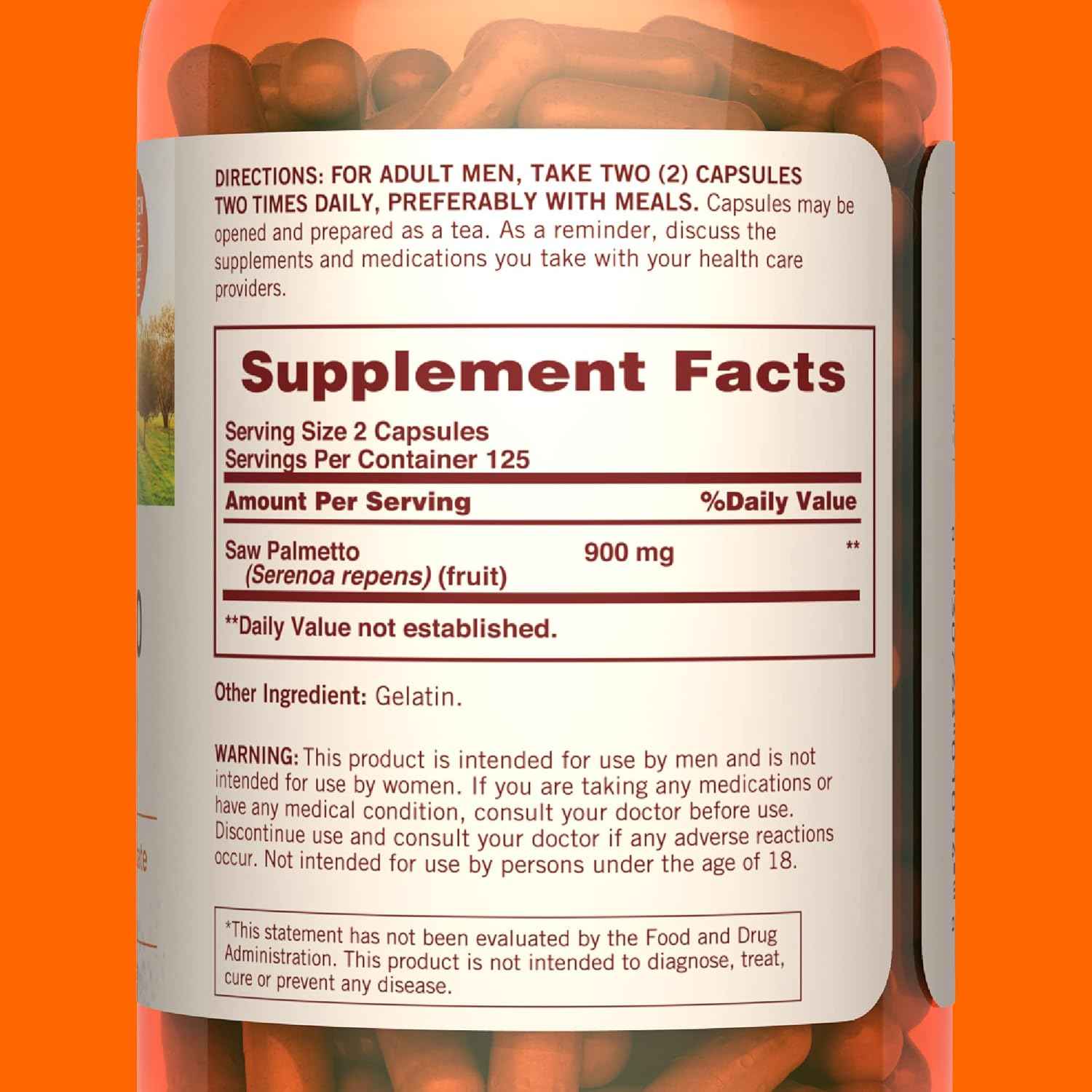 Men's Health Support: Sundown Saw Palmetto Supplement - 250 Capsules