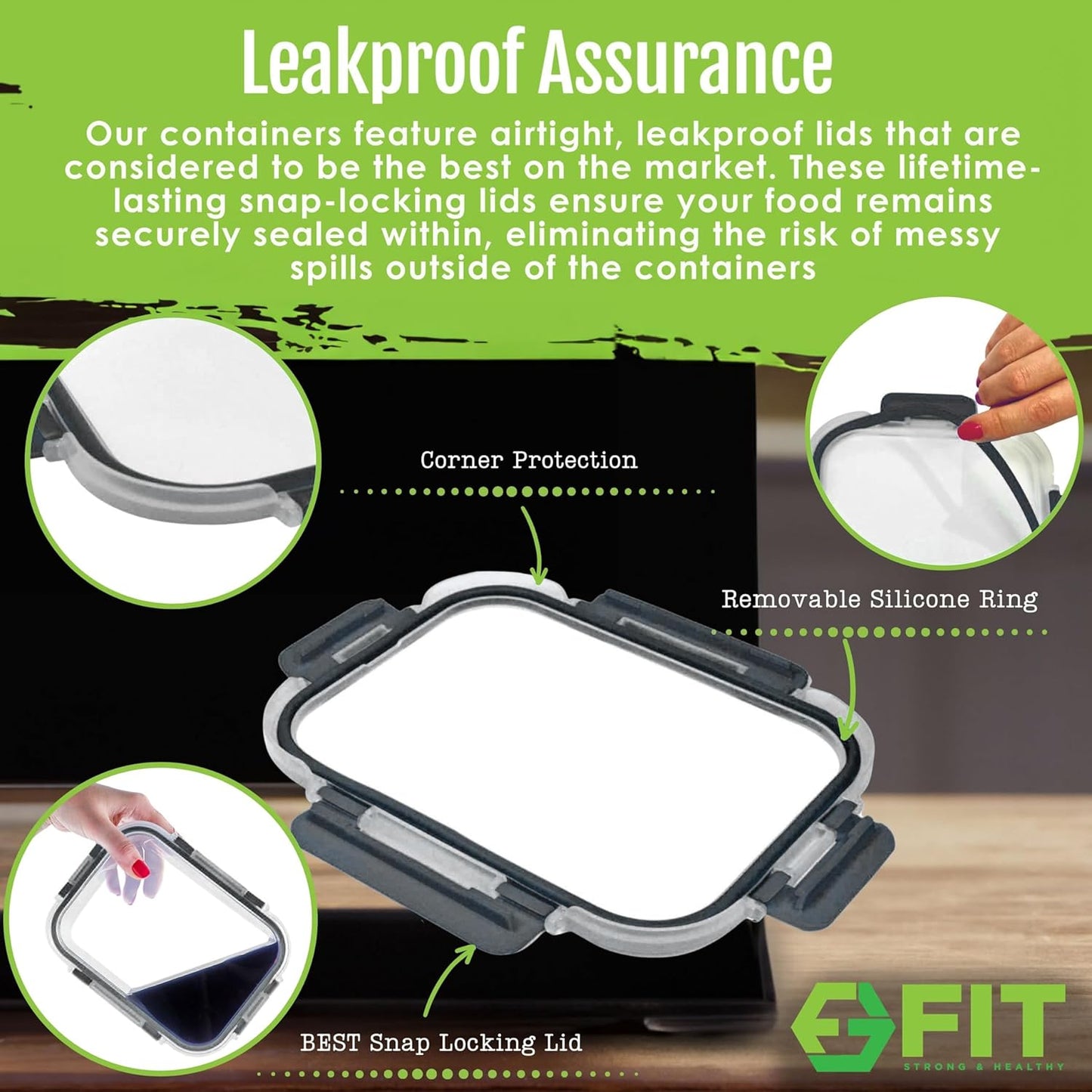 fit-strong-healthy-glass-meal-prep-containers---2-3-compartments-portion-control-lunch-container-set---food-storage-with-airtight-lids-oven-freezer-safe---leak-proof-bento-box-32-oz-black---4-pack-4