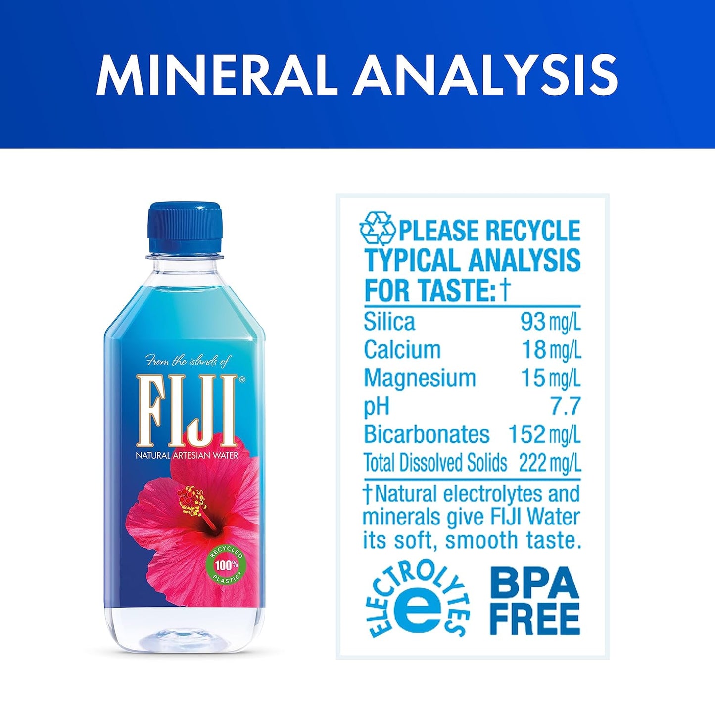 Pack of 24 FIJI Natural Artesian Bottled Water 500mL with 100% Natural Electrolytes - 16.9 Fl Ounce - Espot.com.au