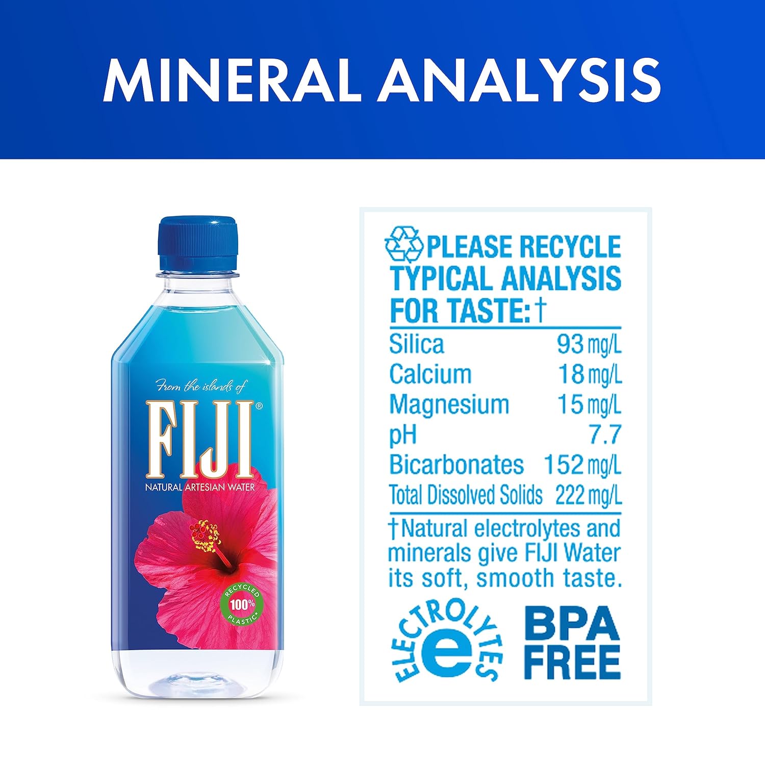 Pack of 24 FIJI Natural Artesian Bottled Water 500mL with 100% Natural Electrolytes - 16.9 Fl Ounce - Espot.com.au