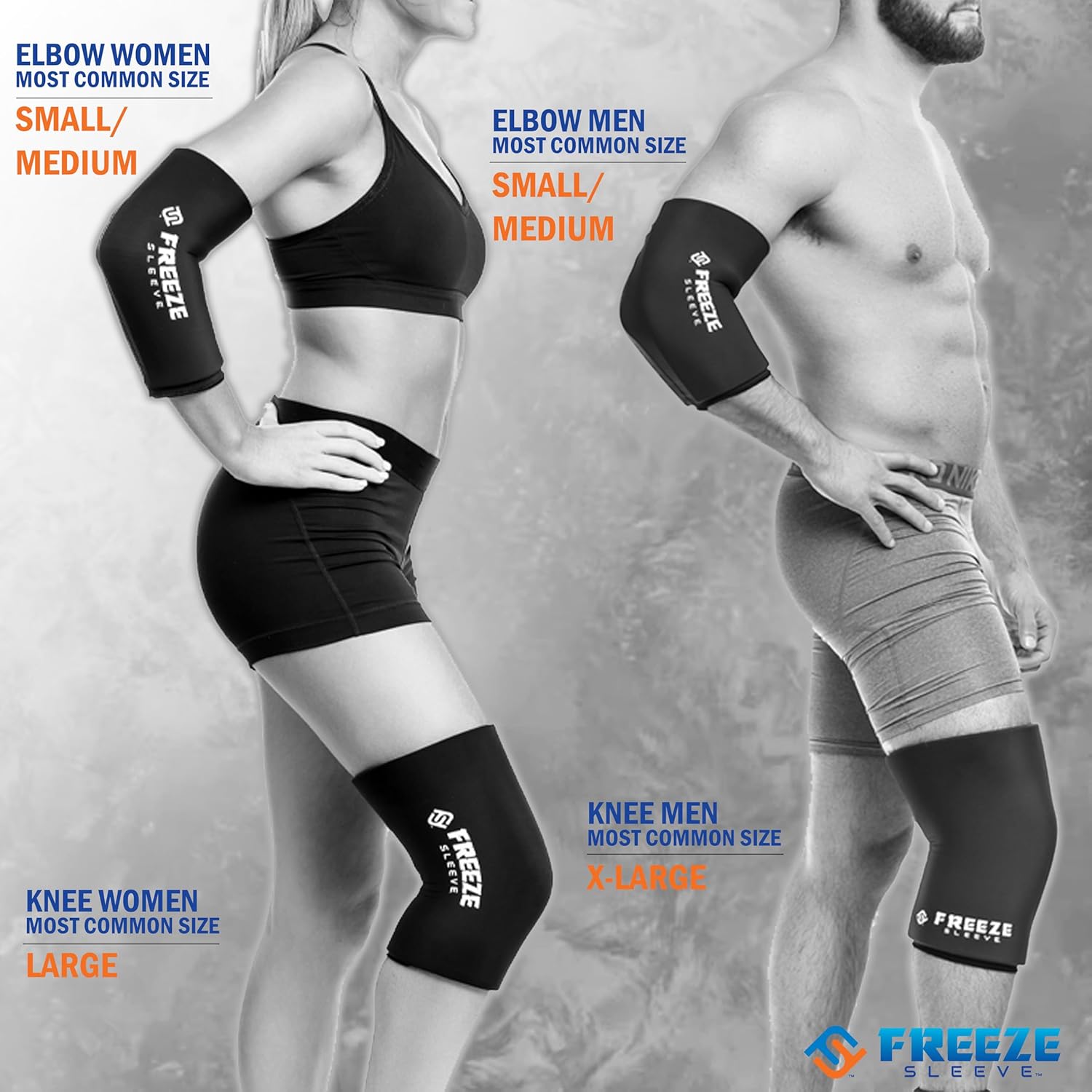 Black Large FreezeSleeve Ice Heat Therapy Sleeve - Flexible Gel Hot Cold Pack for Knee Elbow Ankle Wrist - Reusable 360 Coverage - Espot.com.au