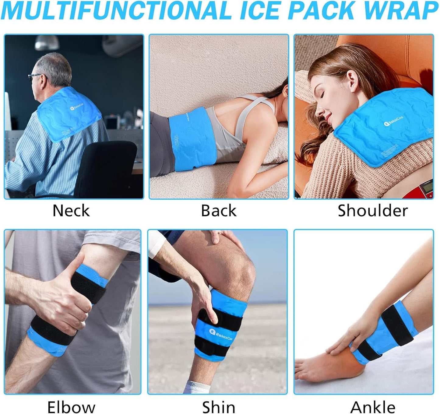 XXL Knee Ice Pack Wrap - Gel Cold Pack for Pain Relief & Swelling Post-Surgery - Reusable Large Ice Pack for Knee Injuries - RelaxCoo - Espot.com.au