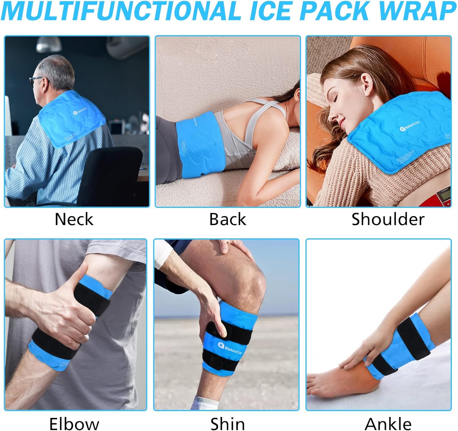XXL Knee Ice Pack Wrap - Gel Cold Pack for Pain Relief & Swelling Post-Surgery - Reusable Large Ice Pack for Knee Injuries - RelaxCoo - Espot.com.au