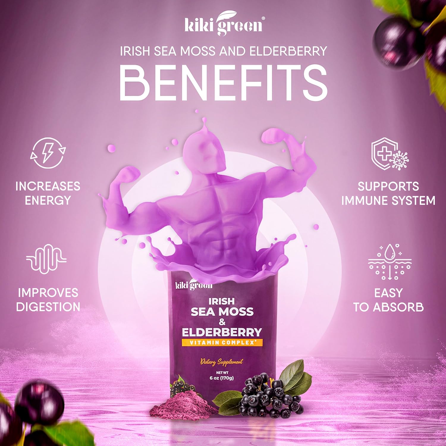 organic-kiki-green-sea-moss-powder-with-elderberry---vegan-superfood-multivitamin-blend---immune-boosting-supplement---6-oz-3